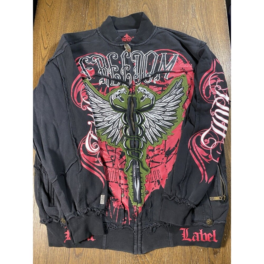 Y2K Blac Label freedom brave Jacket AOP Live On Forever Mens Size XXL 25pit2pit